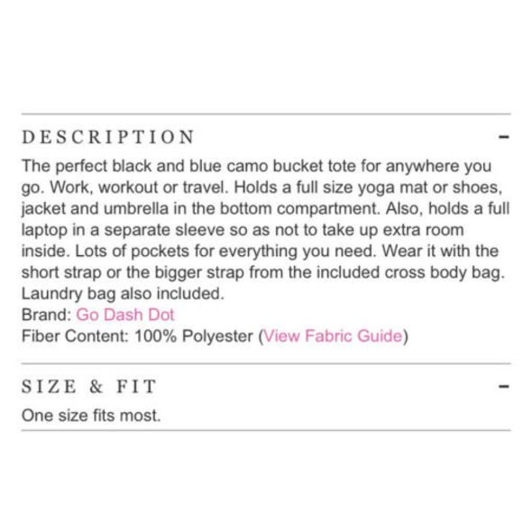 Go Dot Dash Black Blue Camo Bucket Tote Yoga Gym Travel Bag Cross Body Strap EUC - Picture 4 of 12